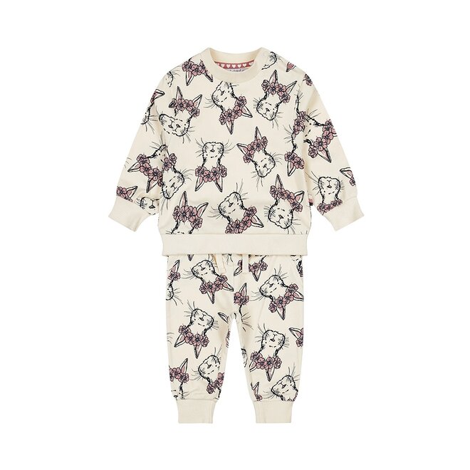 Dirkje meisjes set sweater joggingbroek off white konijntjes