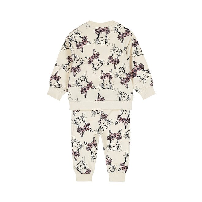 Dirkje meisjes set sweater joggingbroek off white konijntjes