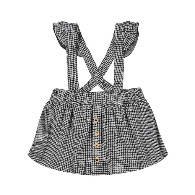 Dirkje Mädchenkleid cremefarben dunkelblau Hahnentrittmuster