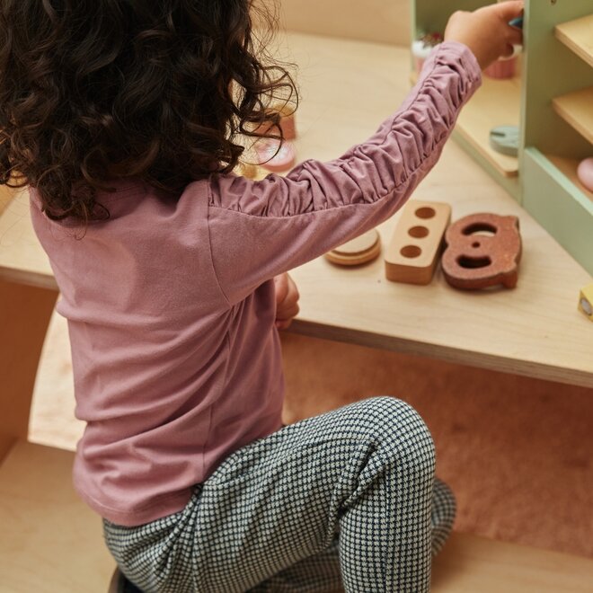 Dirkje meisjes broek off white donkerblauw pied-de-poule