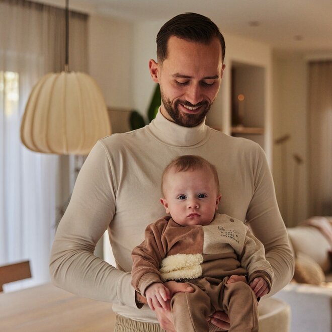 Dirkje jongens set sweater broek zachtbruin teddy velours