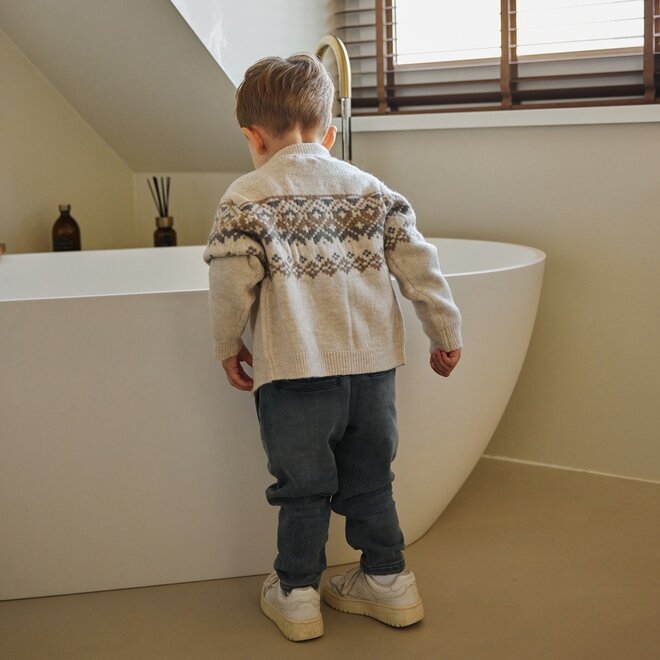 Dirkje boys' knitted cardigan off-white pebble