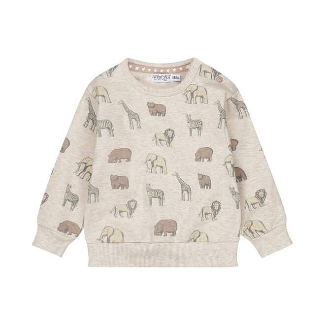 Dirkje boys' loose fit pebble wild animals sweater