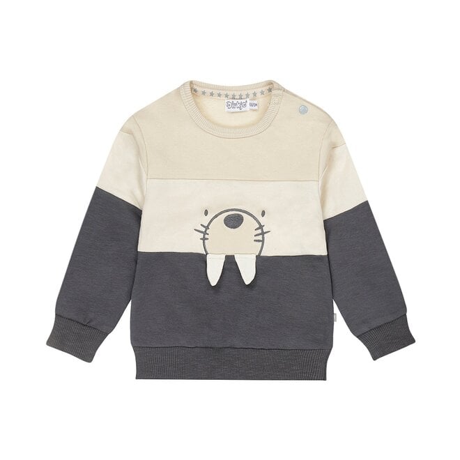 Dirkje jongens sweater pebble off white navy walrus