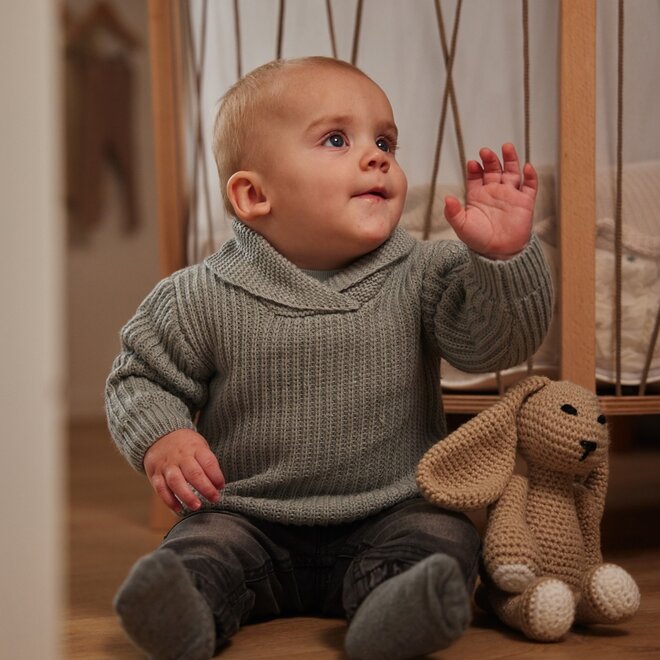 Dirkje Jungen Strickpullover hellblau Schalkragen