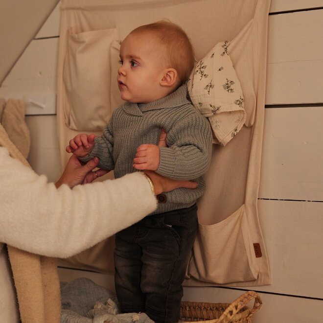 Dirkje Jungen Strickpullover hellblau Schalkragen