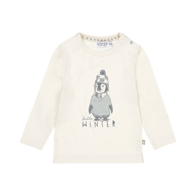 Dirkje boys' long-sleeved top in off-white with penguins