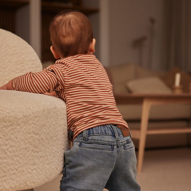 Dirkje jongens longsleeve pebble roestbruin gestreept