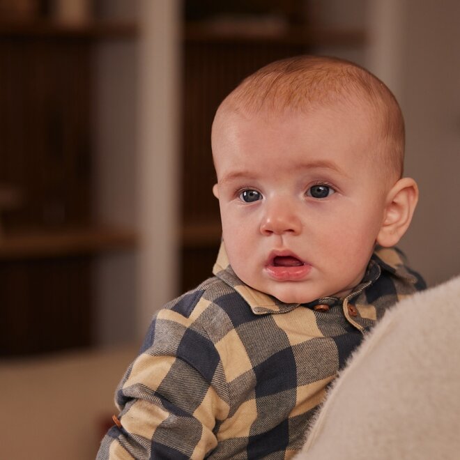 Dirkje Jungen-Bluse marineblau pebble kariert