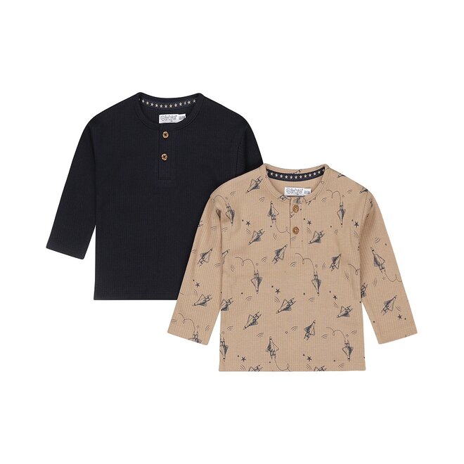 Dirkje boys' set long-sleeved tops taupe navy