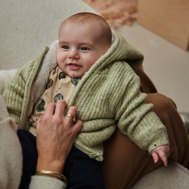 Dirkje boys' outside cardigan light green teddy knitted