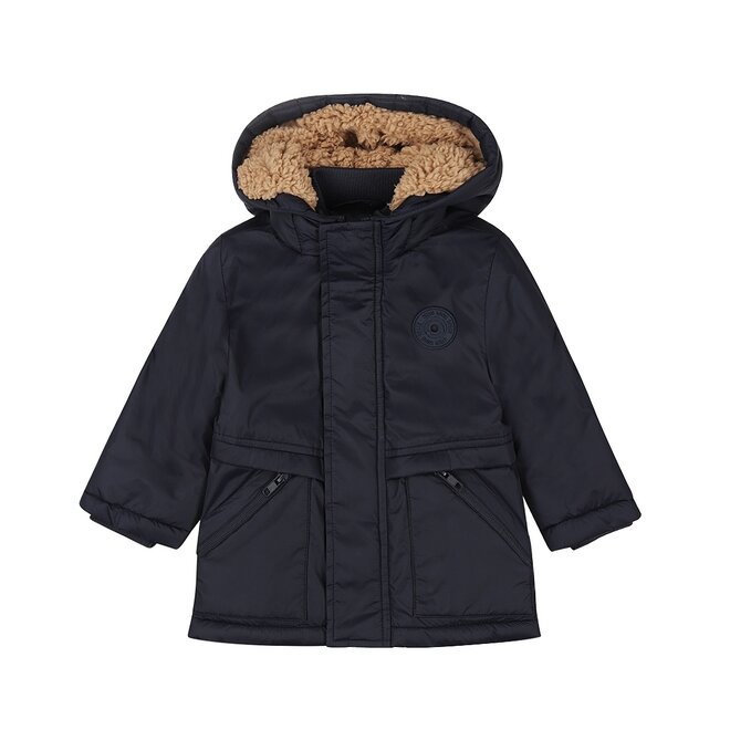 Dirkje boys' winter coat navy water-repellent hooded parka