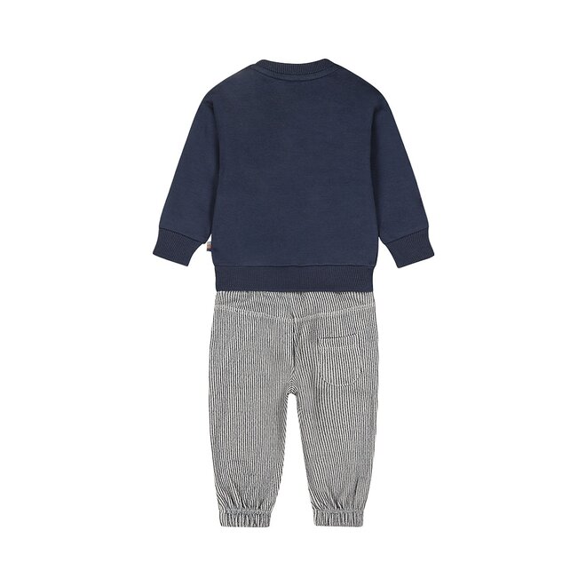 Dirkje boys' baby set sweater trousers navy forest animals
