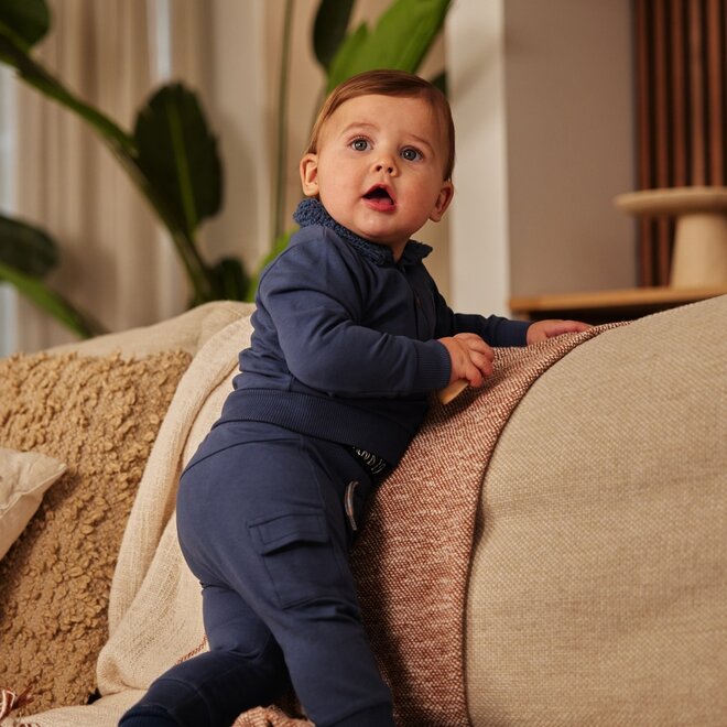 Dirkje boys' sweater navy teddy collar