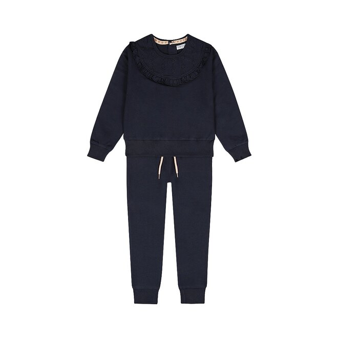 Dirkje Mädchen Pullover mit Hose dunkelblau gestickt