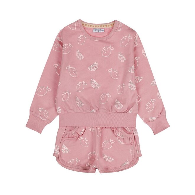 Dirkje girls set sweater with shorts pink