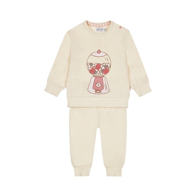 Dirkje meisjes set sweater joggingbroek off white 100% katoen