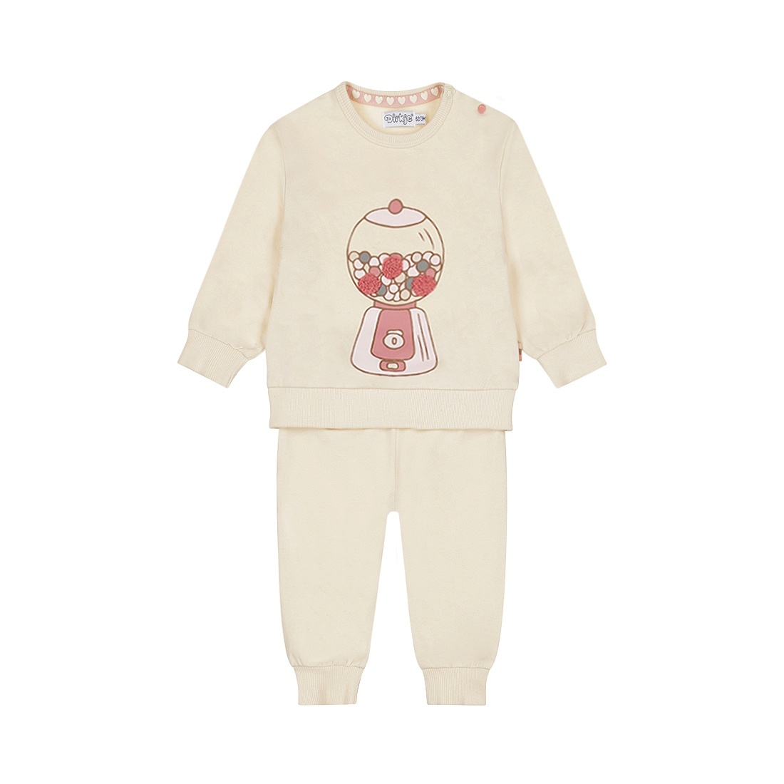 kinderpyjama ontbijt met poppenpyjama gebroken wit