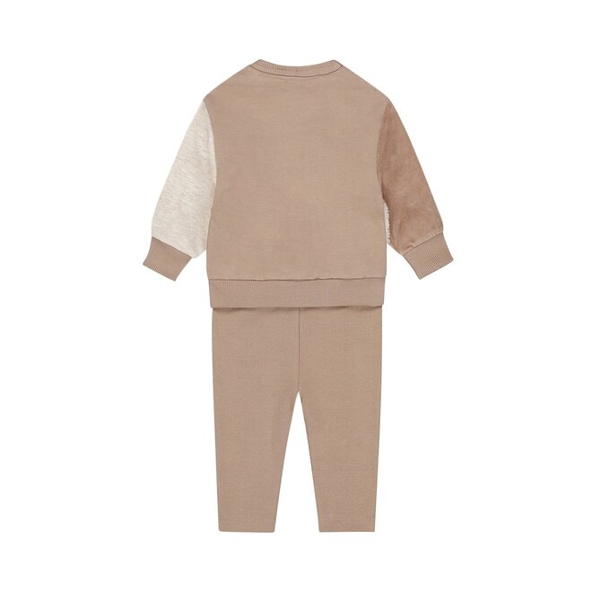 Dirkje jongens set sweater broek zachtbruin teddy velours