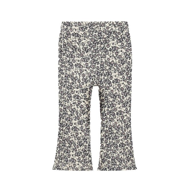 Dirkje girls' flared trousers off-white blue flowers