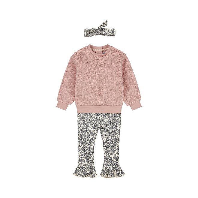 Dirkje meisjes set sweater broek haarband zachtroze teddy