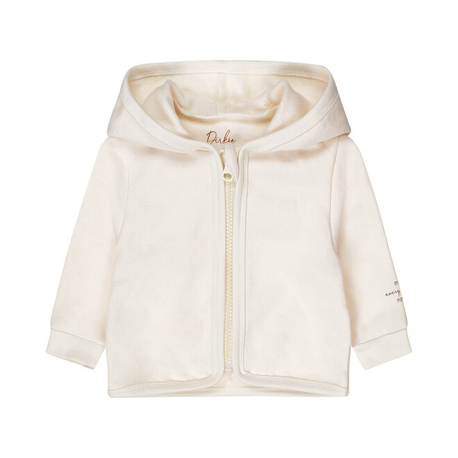 Dirkje Unisex-Baby-Bio-Strickjacke off white mit Kapuze