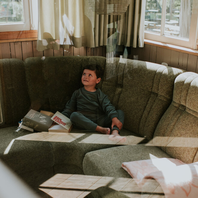 Koko Noko boys' sweater, dark green, organic cotton