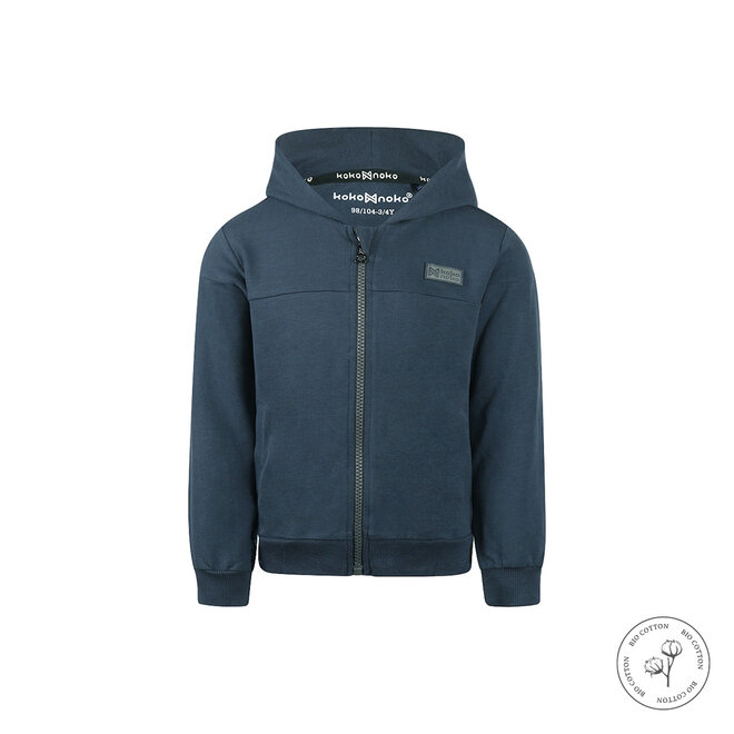 Koko Noko jongens vest capuchon donkerblauw bio katoen