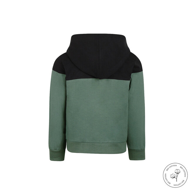 Koko Noko Jungen-Strickjacke mit Kapuze dunkelgrün Bio-Baumwolle