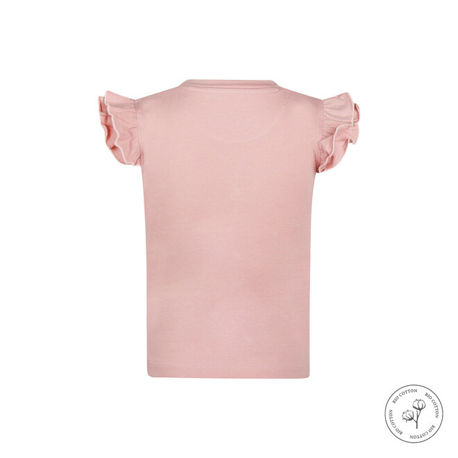 Koko Noko meisjes T-shirt ruffle roze bio katoen