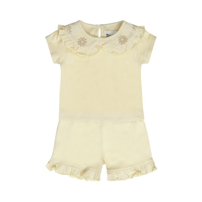 Dirkje meisjes co-ord set zand T-shirt short bloem