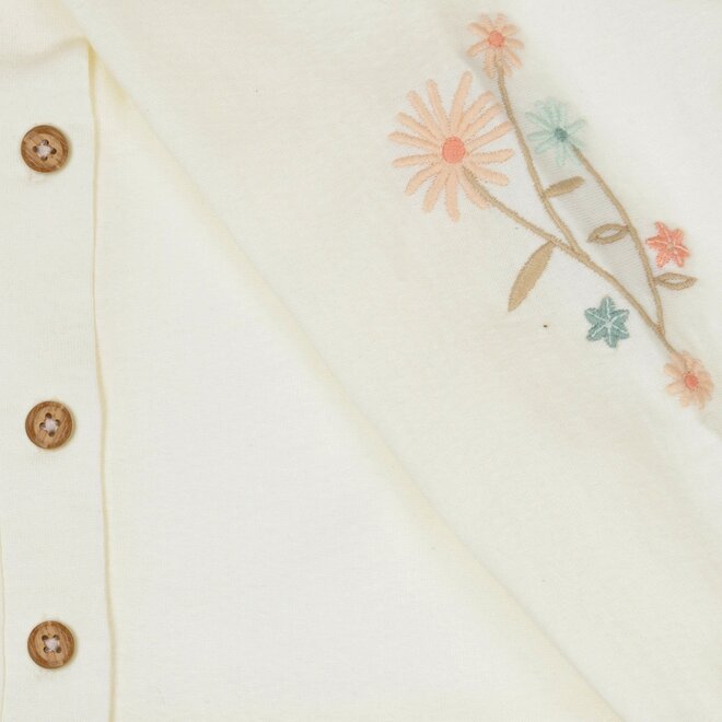 Dirkje Mädchen Bluse cremefarben Musselin bestickte Blume