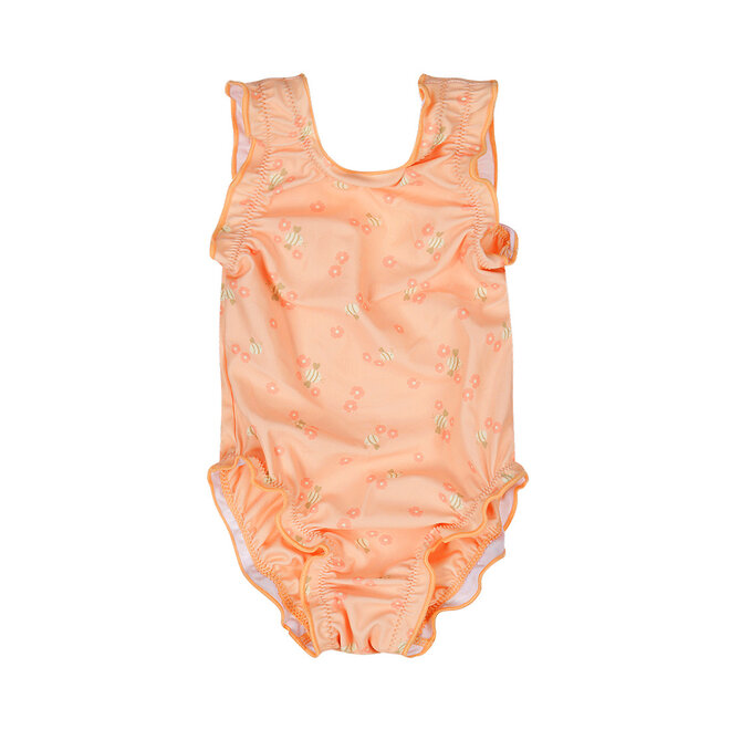 Dirkje girls' swimsuit peach orange bees