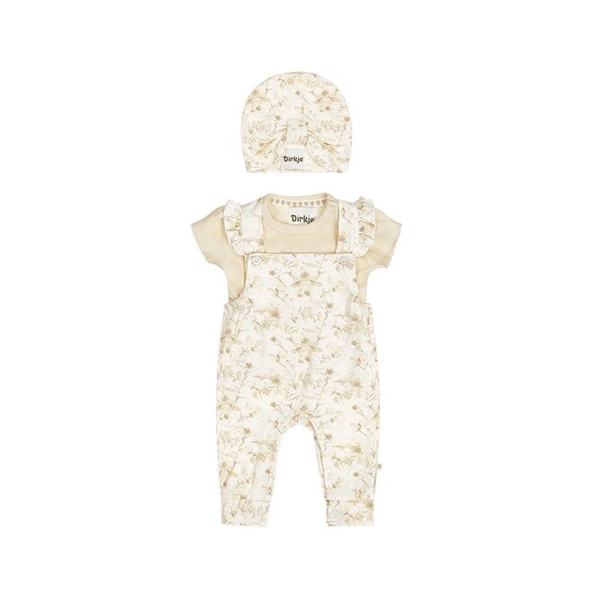 Dirkje girls' baby set shirt dungarees hat off-white