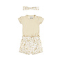 Dirkje Mädchen Baby-Set Strampler Shorts Haarband cremefarben