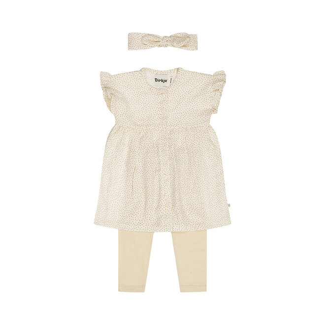 Dirkje girls' set dress leggings hairband off-white dots