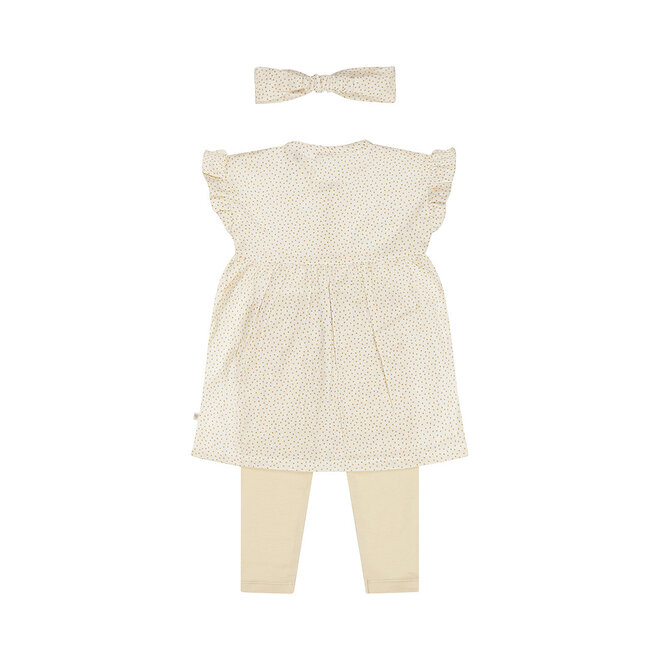 Dirkje meisjes set jurk legging haarband off white stip