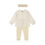 Dirkje meisjes set blouse legging haarband off white stip