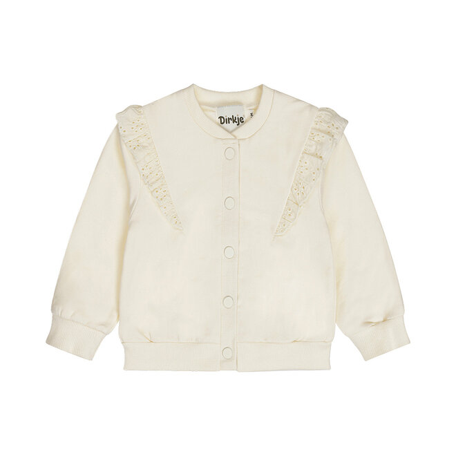 Dirkje girls' cardigan loose fit off-white embroidery