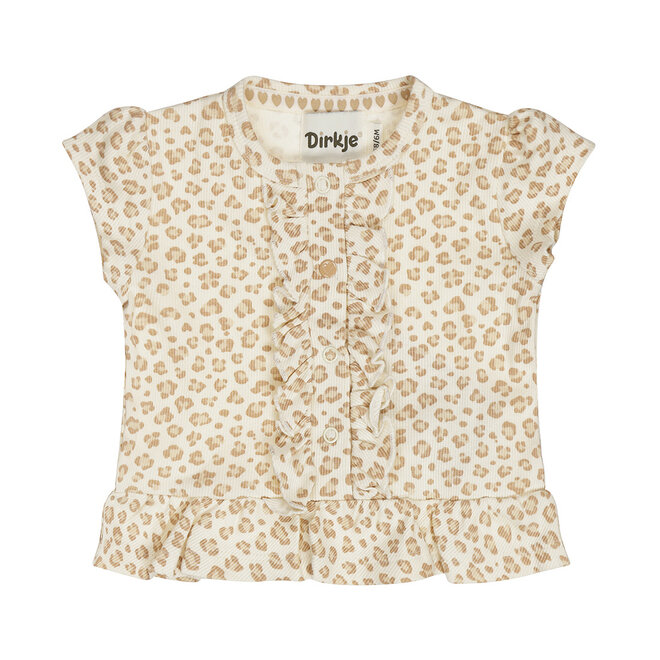 Dirkje girls' T-shirt off-white leopard print