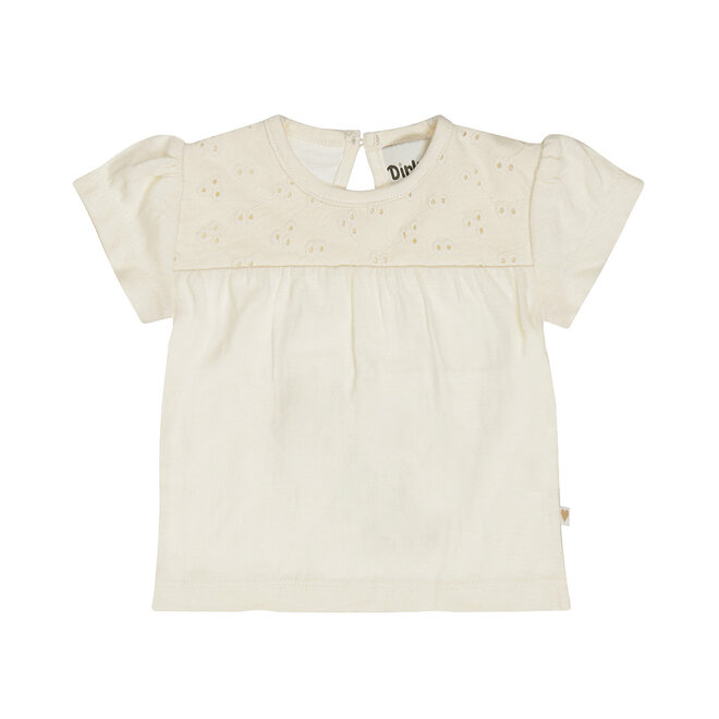 Dirkje Mädchen T-Shirt Off-White Broderie Baumwolle