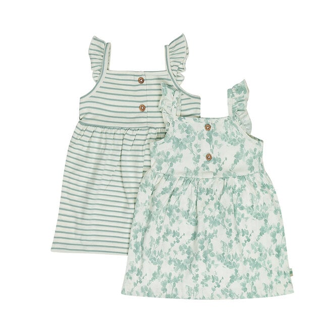 Dirkje meisjes set jurk off white bloesem gestreept