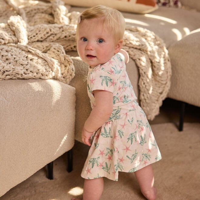 Dirkje meisjes jurk off white groen roze