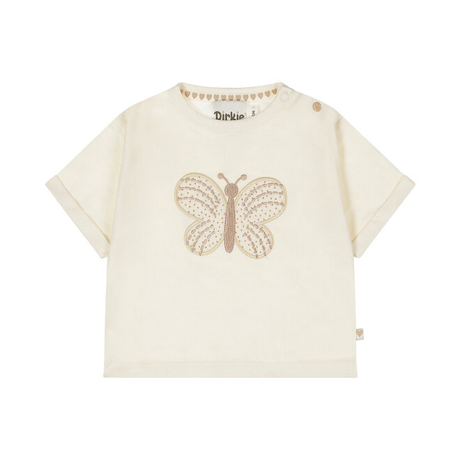 Dirkje girls' loose fit T-shirt in off-white with butterfly