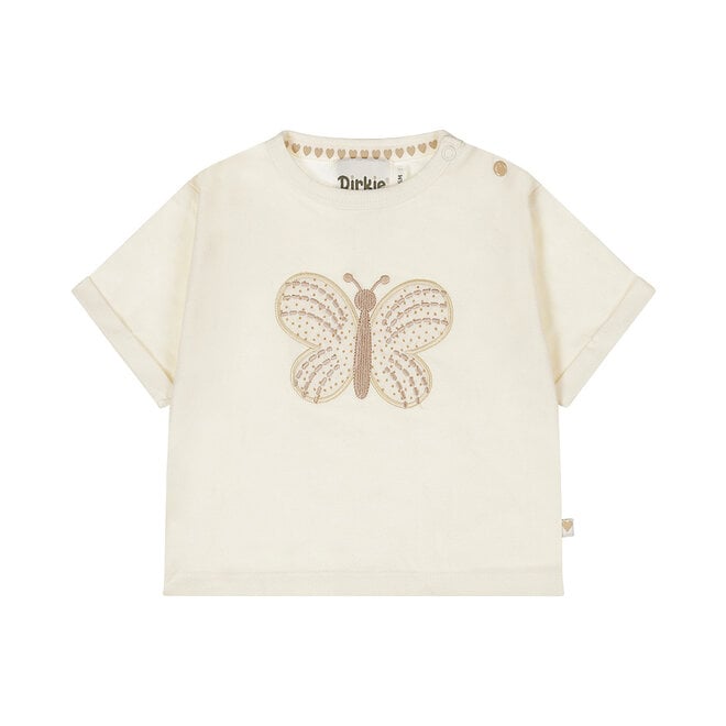 Dirkje meisjes T-shirt loose fit off white vlinder