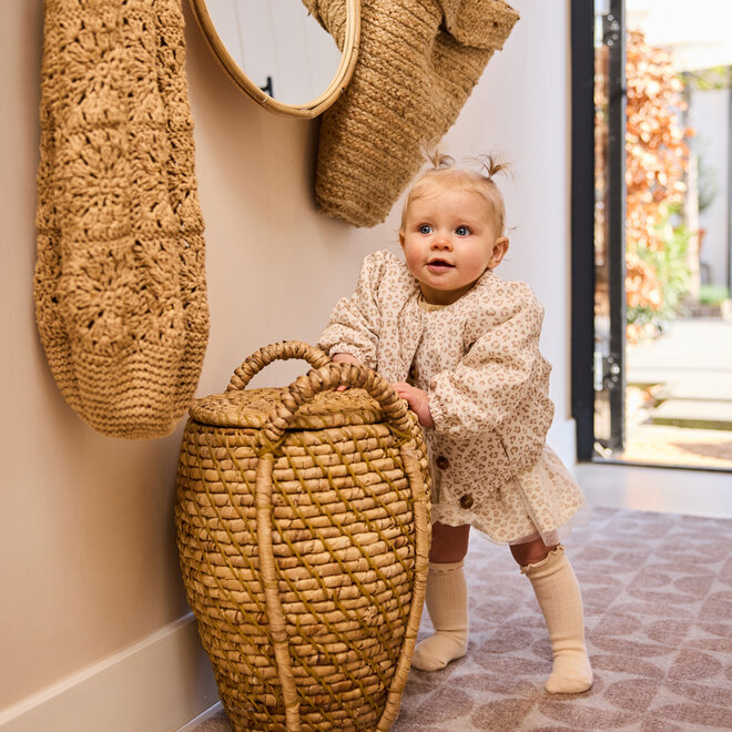 Dirkje girls' summer coat in off-white with panther print, water-repellent