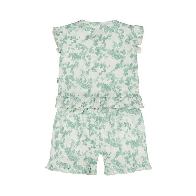 Dirkje girls' co-ord set in off-white and blue with blossom