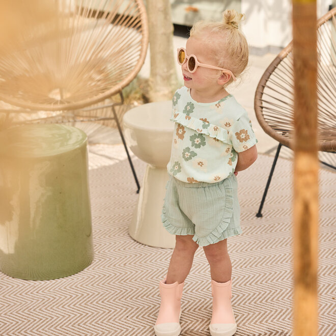 Dirkje girls' T-shirt light green flower