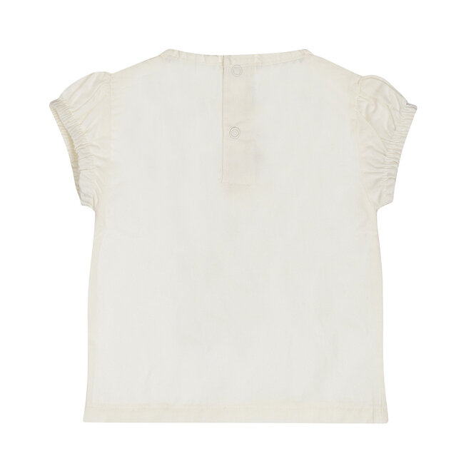 Dirkje meisjes blouse off white katoen geborduurde bloem