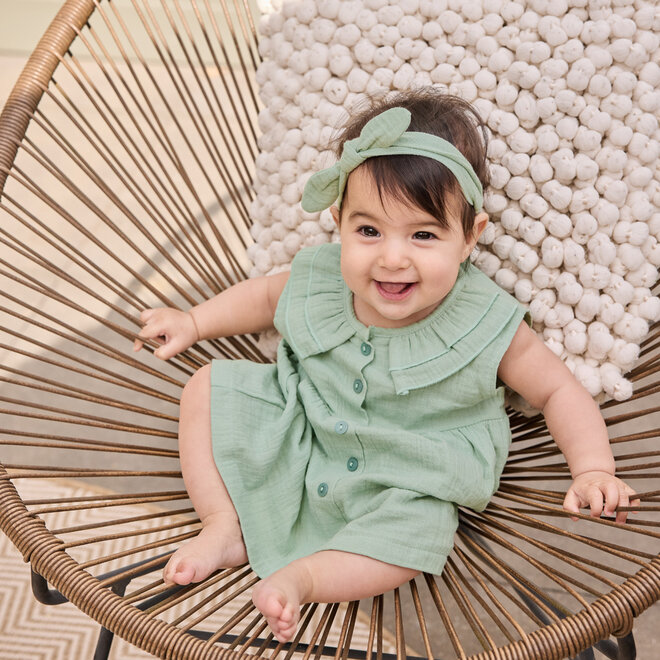 Dirkje girls' dress hairband green muslin